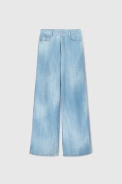 ERMANNO SCERVINO Palazzo Trousers In Marocain Denim Print Medium Wash