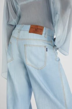 ERMANNO SCERVINO Palazzo Trousers In Marocain Denim Print Light Wash -Angelina Store D467P367EMY S4612 05