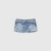 ERMANNO SCERVINO Hand-embroidered Denim Shorts With Geometric Pattern Rips -Angelina Store D467P714APVWK 94037 01
