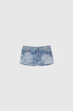 ERMANNO SCERVINO Hand-embroidered Denim Shorts With Geometric Pattern Rips