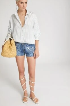 ERMANNO SCERVINO Denim Shorts With Hand-made Stone And Lace Applications -Angelina Store D467P724IAPGKW 94037 05