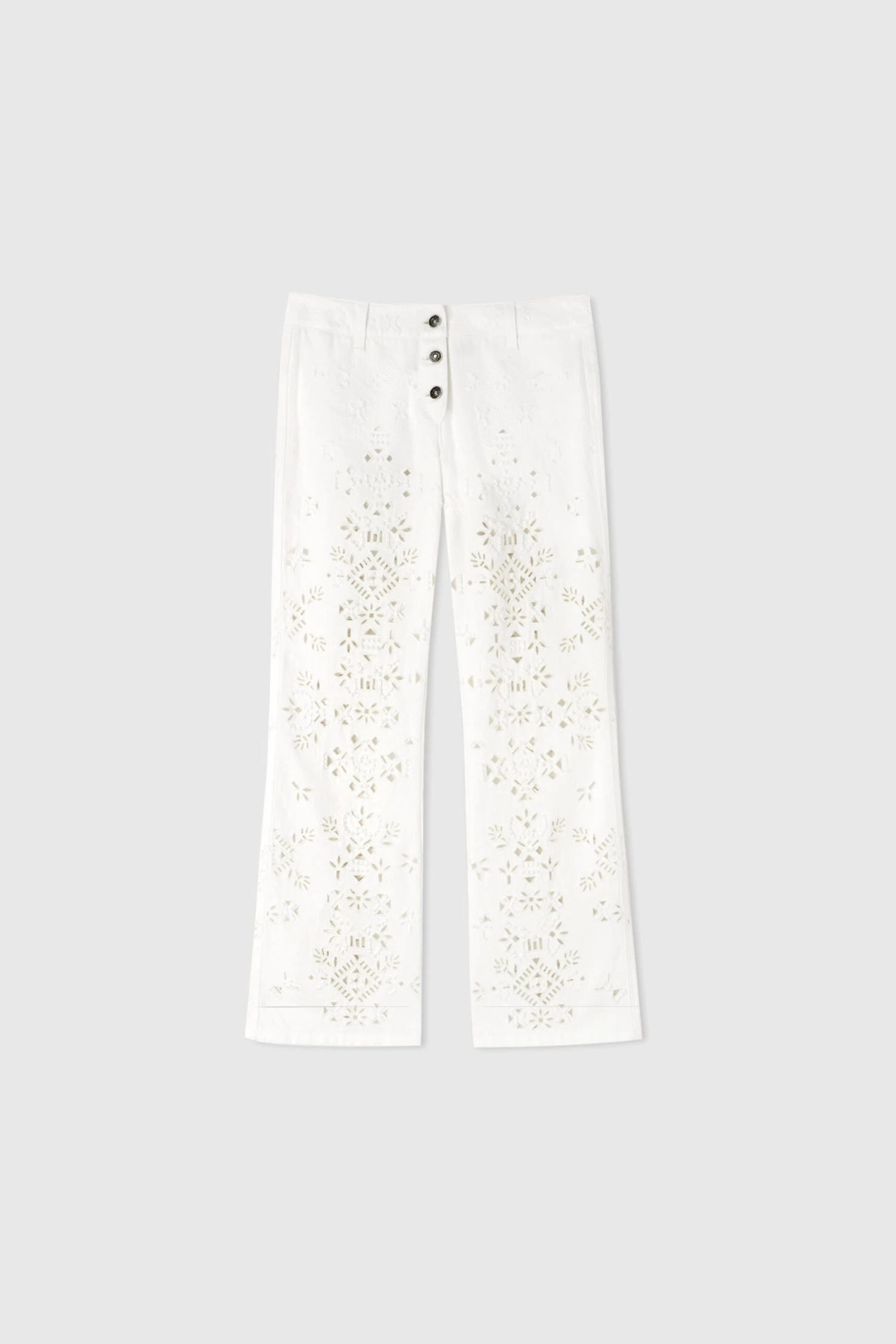 ERMANNO SCERVINO Capri Jeans With Hand-cut Geometric Embroidery 3 ERMANNO SCERVINO Capri Jeans With Hand-cut Geometric Embroidery