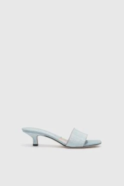 Angelina Store 34 ERMANNO SCERVINO Light Wash Denim Print Marocain Mule