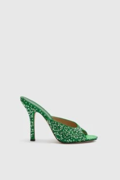ERMANNO SCERVINO Silk Satin Mule With Shaded Crystals