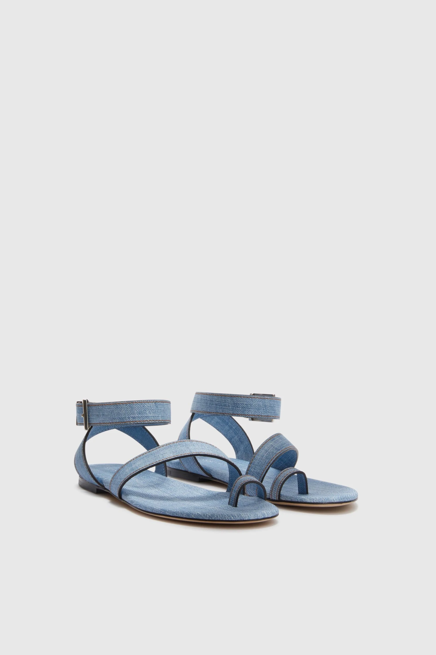 ERMANNO SCERVINO Jeans Print Flat Sandal With Straps 4 ERMANNO SCERVINO Jeans Print Flat Sandal With Straps - Image 2