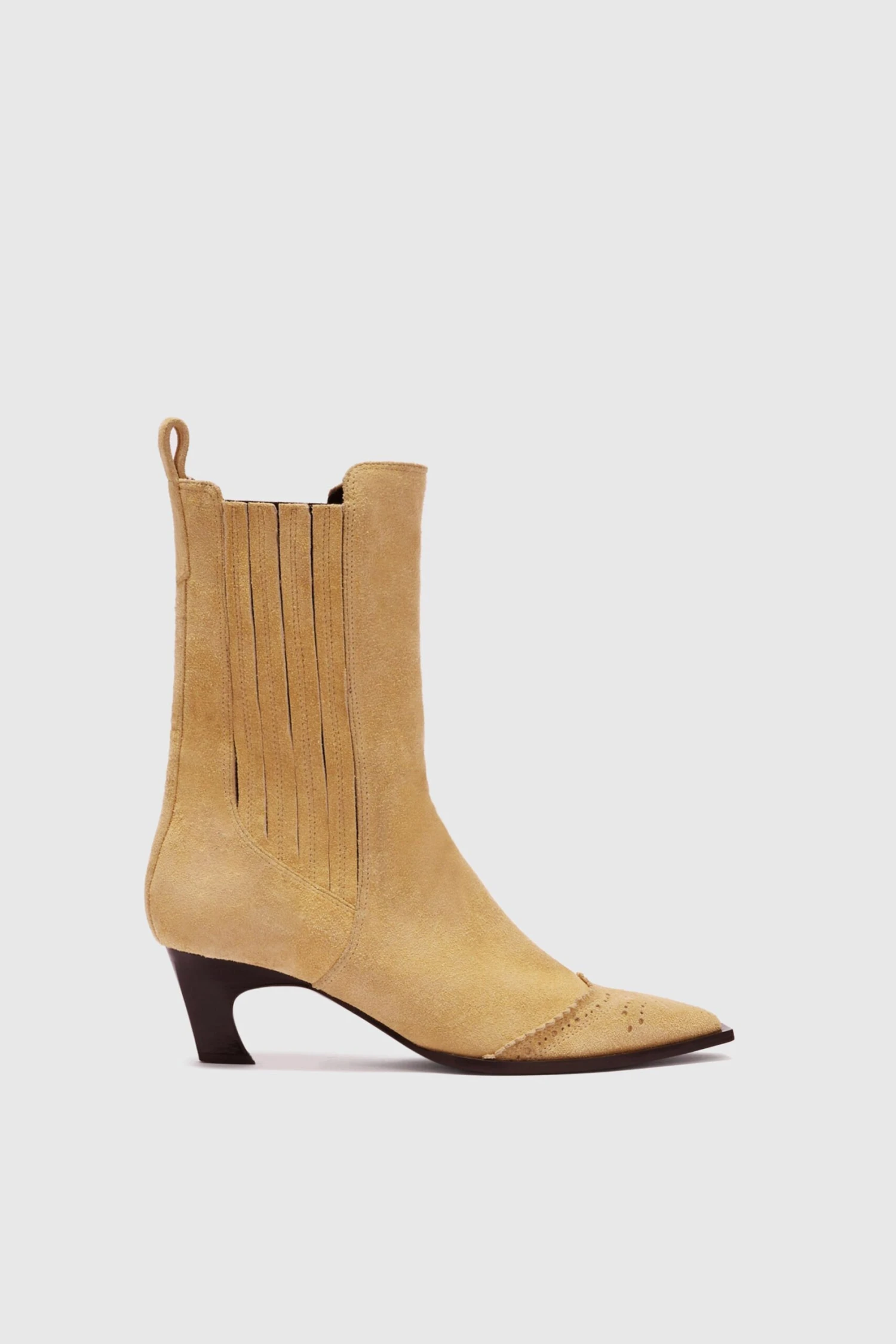 ERMANNO SCERVINO New Suede Texan Boot With Comma Heel And Side Elastic 3 ERMANNO SCERVINO New Suede Texan Boot With Comma Heel And Side Elastic