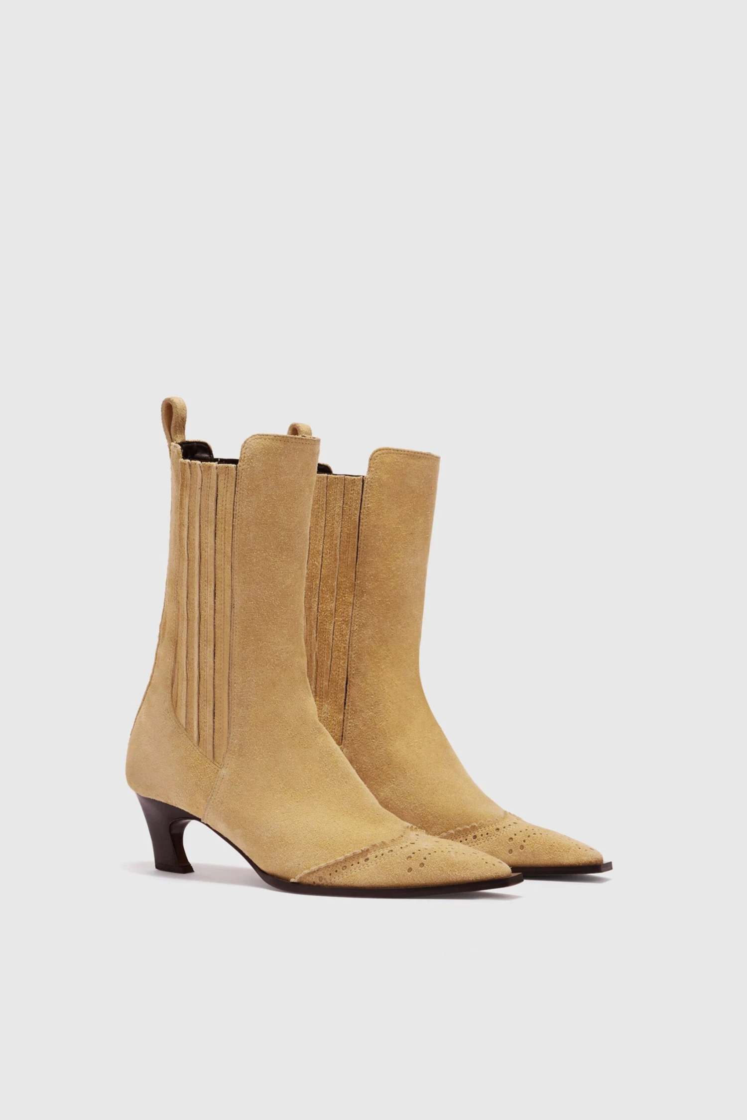 ERMANNO SCERVINO New Suede Texan Boot With Comma Heel And Side Elastic 4 ERMANNO SCERVINO New Suede Texan Boot With Comma Heel And Side Elastic - Image 2