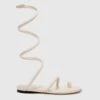 ERMANNO SCERVINO Flat Sandal In Smooth Calfskin With Hand-woven Lacing -Angelina Store D468Z800WNR 14800 01