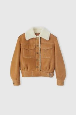 ERMANNO SCERVINO Single-breasted Shearling Jacket With Front Pockets