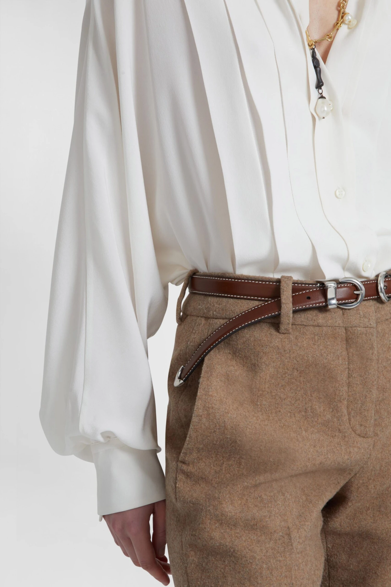 ERMANNO SCERVINO Pure Silk Shirt With Front Pleats 6 ERMANNO SCERVINO Pure Silk Shirt With Front Pleats - Image 4