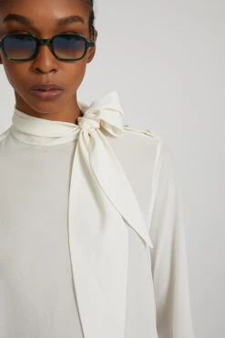 ERMANNO SCERVINO Pure Silk Blouse With Decorative Bows -Angelina Store D472K311VKX 10602 03