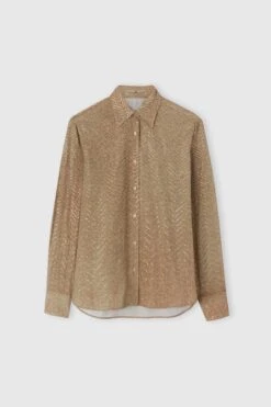 ERMANNO SCERVINO Viscose Shirt With Hand-applied Crystals And A Sigata Pattern In Shades Of Grey