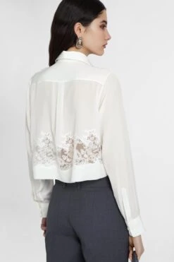 ERMANNO SCERVINO Stretch Silk Cropped Shirt With Embroidered Lace -Angelina Store D472K325VKX 10602 05