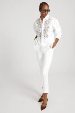 ERMANNO SCERVINO Cotton Shirt With Lace Detail -Angelina Store D472K358BQP 10601 03 e377e722 65ef 400f a8a5 1d4d8d624456