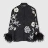 ERMANNO SCERVINO Pure Silk Shirt With Floral Print And Feather Sleeves -Angelina Store D472K362CPQFZ S4710 01