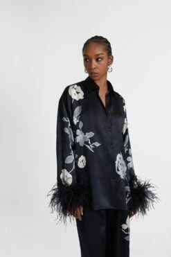 ERMANNO SCERVINO Pure Silk Shirt With Floral Print And Feather Sleeves -Angelina Store D472K362CPQFZ S4710 03