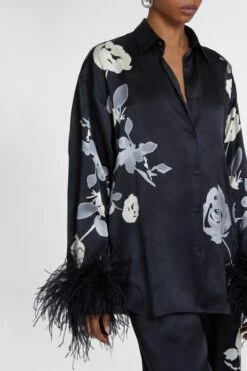 ERMANNO SCERVINO Pure Silk Shirt With Floral Print And Feather Sleeves -Angelina Store D472K362CPQFZ S4710 04