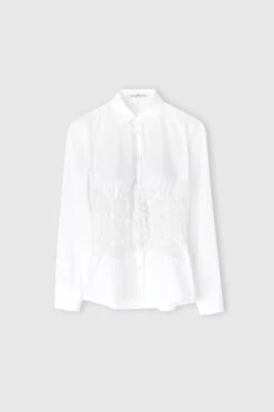 ERMANNO SCERVINO Cotton Poplin Shirt With Rebrode Lace Bustier