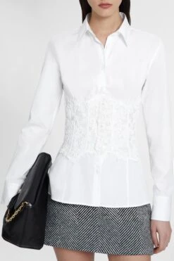 ERMANNO SCERVINO Cotton Poplin Shirt With Rebrode Lace Bustier -Angelina Store D472K363BQP 10601 03