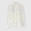 ERMANNO SCERVINO Printed Silk Shirt With Rebrode Lace Bustier -Angelina Store D472K363QWH A4704 01