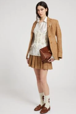 ERMANNO SCERVINO Printed Silk Shirt With Rebrode Lace Bustier -Angelina Store D472K363QWH A4704 03