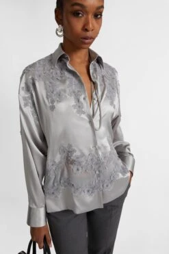 ERMANNO SCERVINO Silk Shirt With Rebrode Lace -Angelina Store D472K387HKC 75102 03