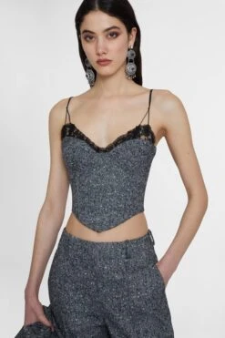 ERMANNO SCERVINO Wool Blend Bustier Top With Herringbone Print -Angelina Store D472L308VBQ T4703 03 bb1414e9 d2fc 422e 900c 14184b3509ca
