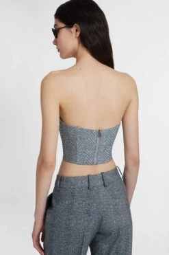 ERMANNO SCERVINO Strapless Bustier Top In Viscose Blend With Herringbone Print -Angelina Store D472L334CTZBW S4706 05 4f1ee1ef 0b02 4610 84f4 b46694de252a