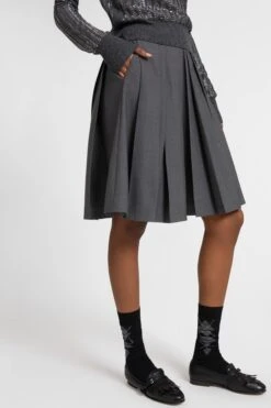 ERMANNO SCERVINO Pleated Skirt In Cool Wool -Angelina Store D472O301TVW M4701 03