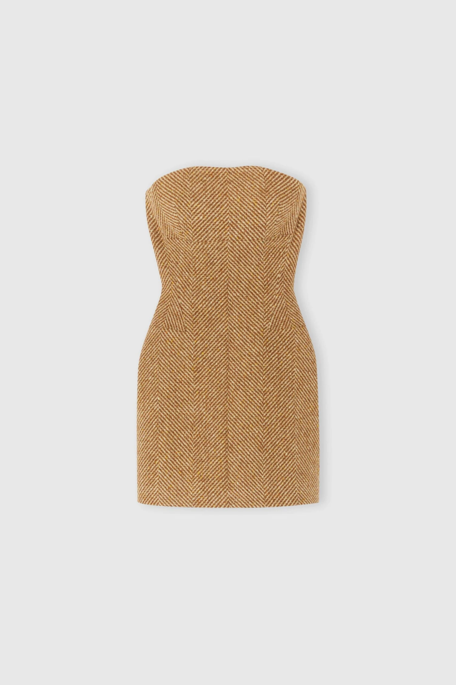 ERMANNO SCERVINO Short Bustier Dress In Wool Blend With Herringbone Pattern 3 ERMANNO SCERVINO Short Bustier Dress In Wool Blend With Herringbone Pattern