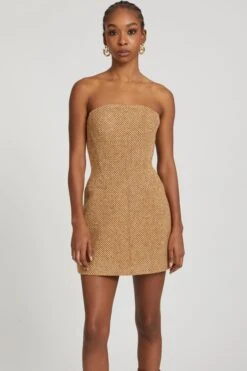 ERMANNO SCERVINO Short Bustier Dress In Wool Blend With Herringbone Pattern 9 ERMANNO SCERVINO Short Bustier Dress In Wool Blend With Herringbone Pattern -Angelina Store D472Q320UAP T4702 03