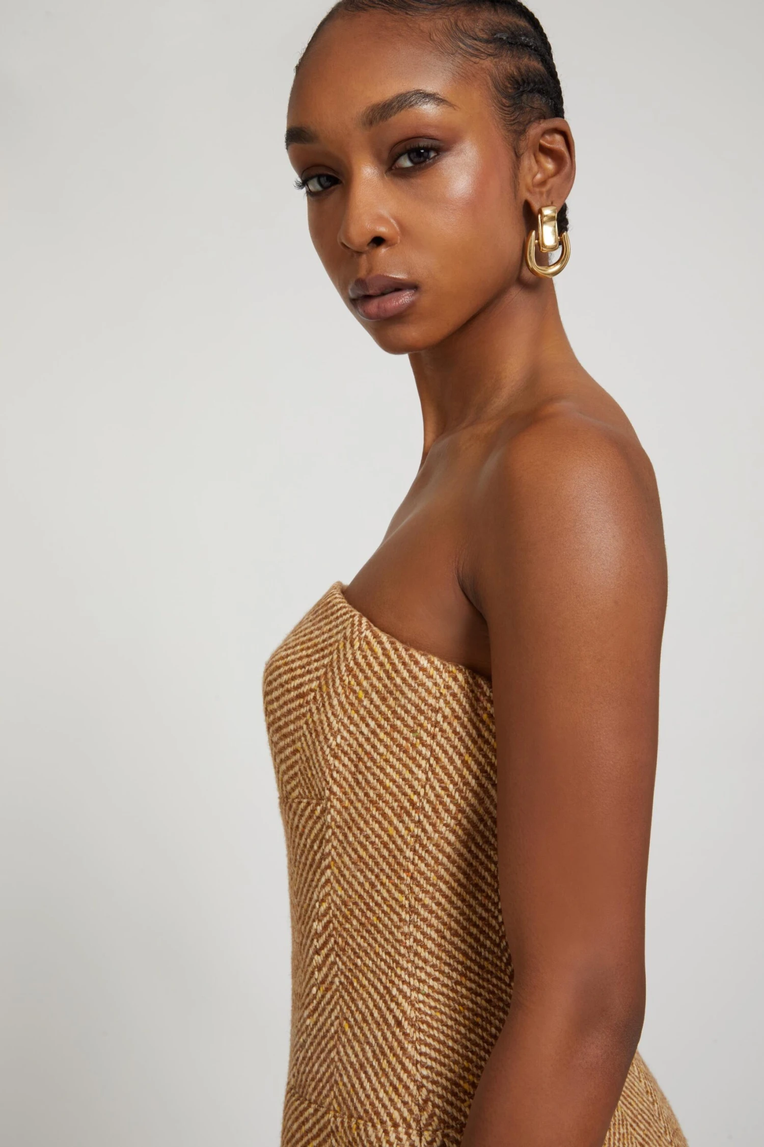 ERMANNO SCERVINO Short Bustier Dress In Wool Blend With Herringbone Pattern 6 ERMANNO SCERVINO Short Bustier Dress In Wool Blend With Herringbone Pattern - Image 4