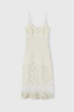 ERMANNO SCERVINO Wool And Silk Blend Lingerie Midi Dress With Floral Inlay
