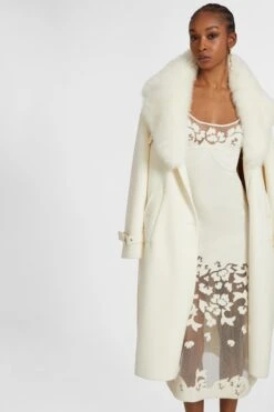 ERMANNO SCERVINO Wool And Silk Blend Lingerie Midi Dress With Floral Inlay -Angelina Store D472Q327WHB 14800 05