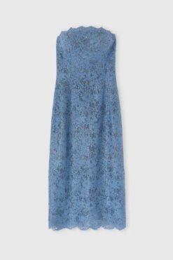 ERMANNO SCERVINO Macrame Lace Midi Bustier Dress With Crystals