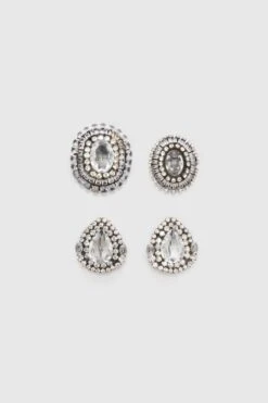 ERMANNO SCERVINO Set Of Brooches With Oval Crystals