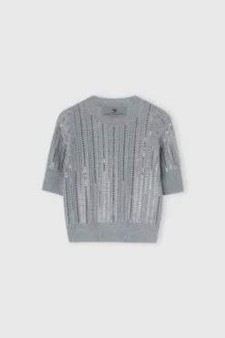 ERMANNO SCERVINO Virgin Wool, Cashmere And Viscose Top With Baguette Crystals