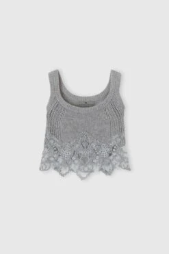 ERMANNO SCERVINO Pure Cashmere Top With Rebrode Lace And Jour Inserts