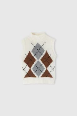 ERMANNO SCERVINO Pure Cashmere Top With Two-tone Argyle Motif