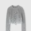 ERMANNO SCERVINO Cropped Sweater In Pure Cashmere With Rebrode Lace Inlay -Angelina Store D475M305APKFX M2921 01 efa9b291 8dd6 49ab 9b7d 21a18c985f6b