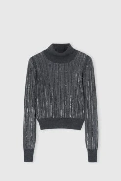 ERMANNO SCERVINO Wool And Cashmere Blend Sweater With Hand-applied Baguette Crystals