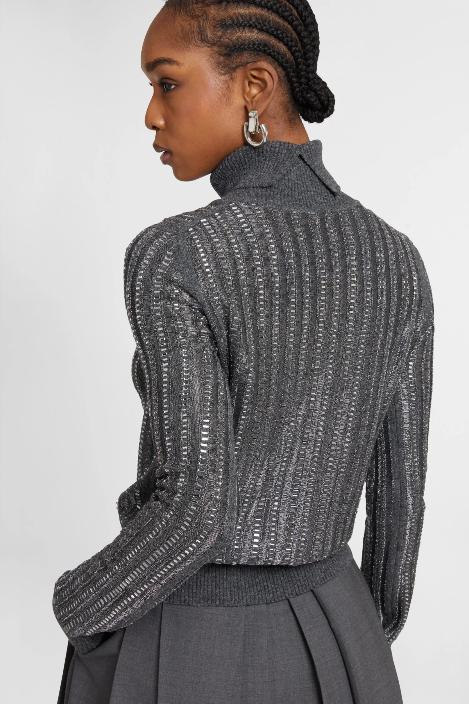 ERMANNO SCERVINO Wool And Cashmere Blend Sweater With Hand-applied Baguette Crystals 7 ERMANNO SCERVINO Wool And Cashmere Blend Sweater With Hand-applied Baguette Crystals - Image 5