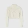 ERMANNO SCERVINO Cropped Sweater In Alpaca And Merino Wool Blend With Diamond Pattern And Rebrode Lace Application 2 ERMANNO SCERVINO Cropped Sweater In Alpaca And Merino Wool Blend With Diamond Pattern And Rebrode Lace Application -Angelina Store D475M326APEJD 10104 01