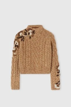 ERMANNO SCERVINO Pure Cashmere Sweater With Braids And Three-dimensional Floral Embroidery Made By Hand