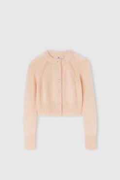 ERMANNO SCERVINO Cropped Cardigan In Pure Cashmere With Covered Buttons And Jour Stitching
