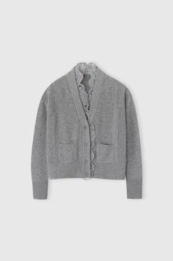 ERMANNO SCERVINO Pure Cashmere Cardigan With Rebrode Lace And V-neck