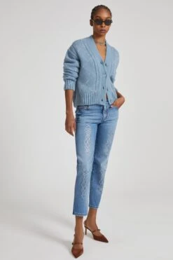 ERMANNO SCERVINO Alpaca And Merino Blend Cardigan With Diamond Pattern And Microcrystal Logo -Angelina Store D475N313EJD M2216 03 75df3ec8 a682 4d21 8153 a1595354a766