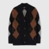 ERMANNO SCERVINO Cashmere Cardigan With Argyle Motif In Contrasting Shades -Angelina Store D475N321RKYM D4709 01