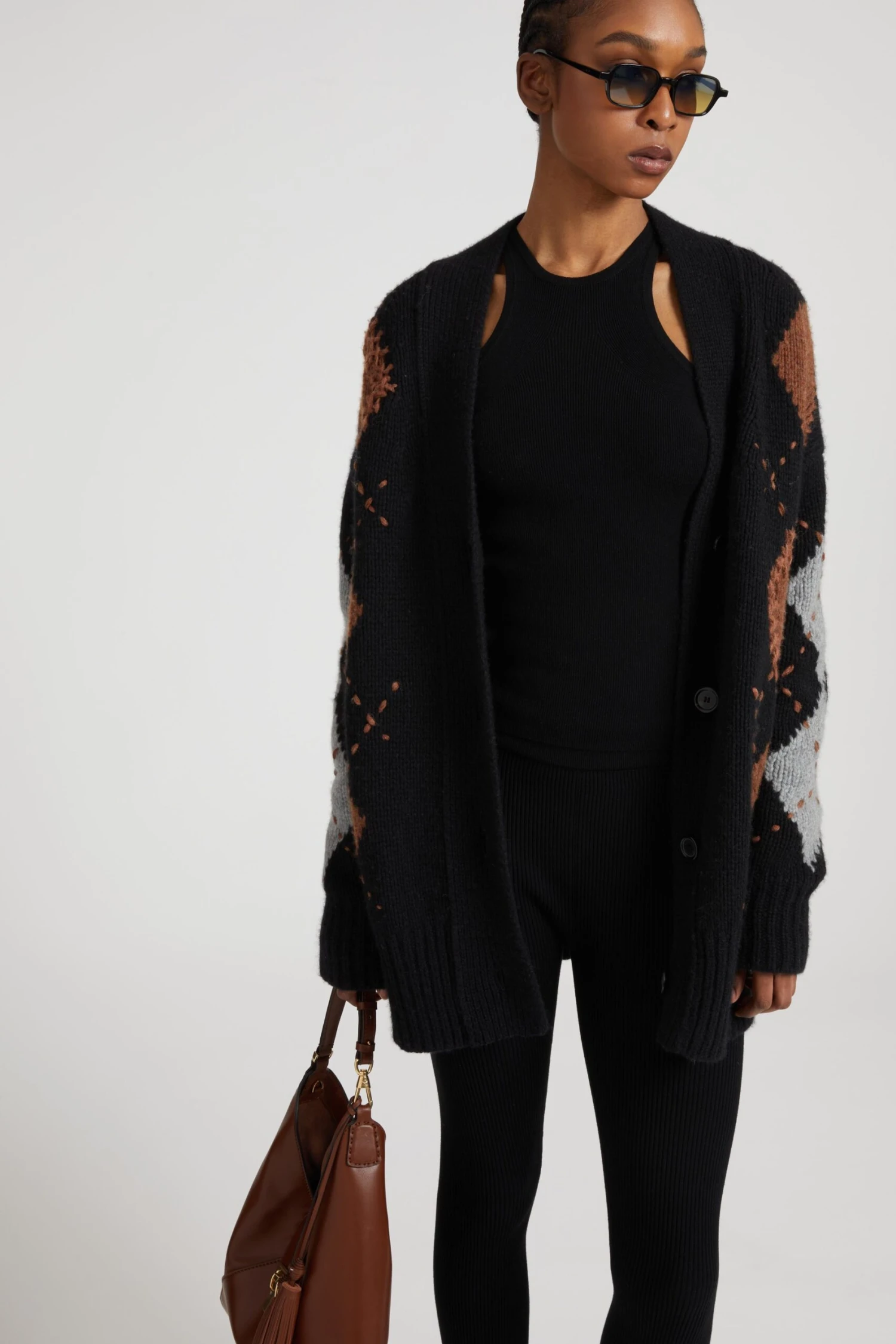 ERMANNO SCERVINO Cashmere Cardigan With Argyle Motif In Contrasting Shades 6 ERMANNO SCERVINO Cashmere Cardigan With Argyle Motif In Contrasting Shades - Image 4