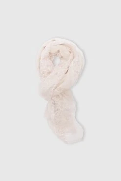 ERMANNO SCERVINO Antique Pink Cashmere Scarf With Chantilly Lace Edge